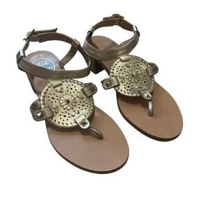 Jack Rodgers Gretchen Gold Block Heel Sandals Size 6.5 / 7 Boho Beach